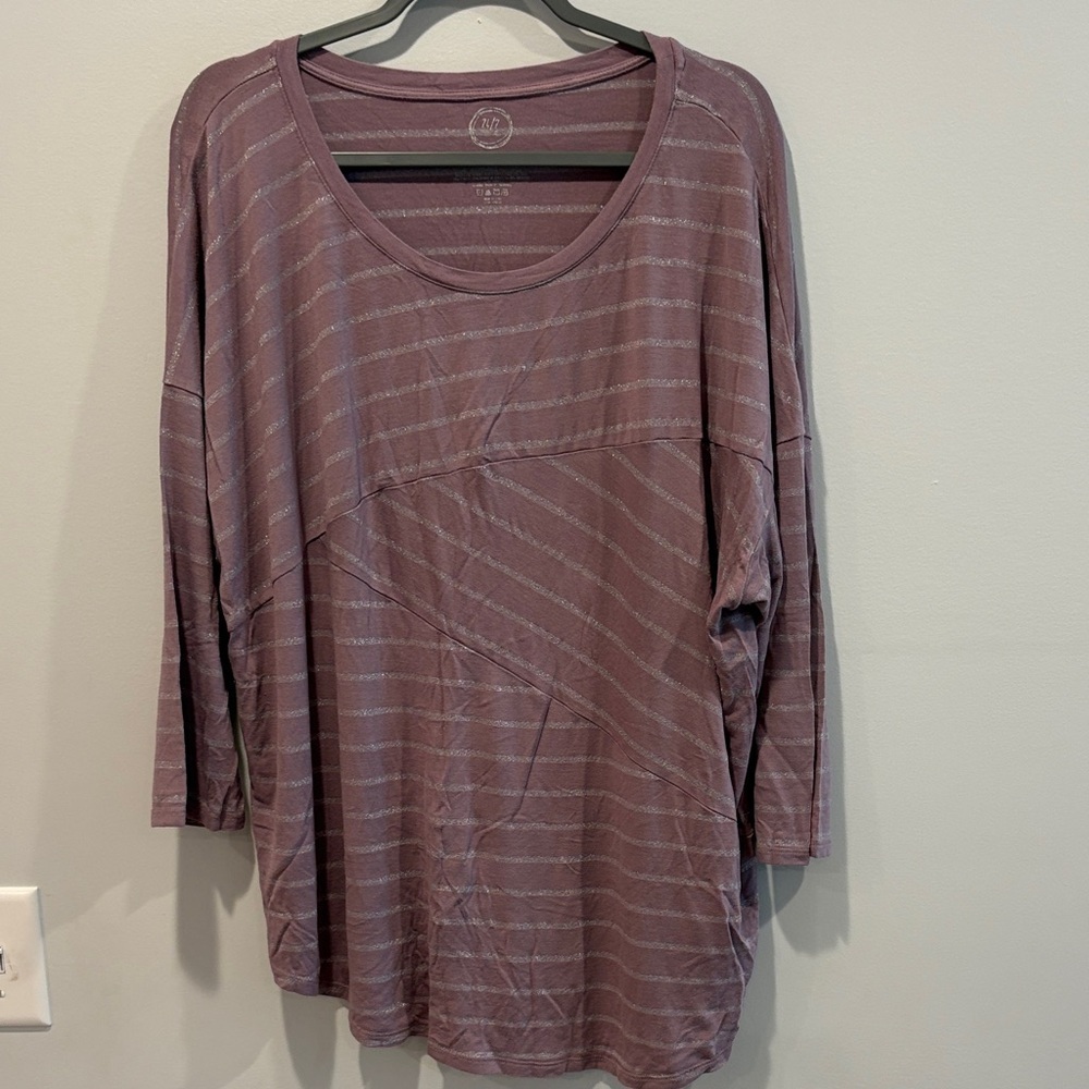 Chic Mauve Striped Long Sleeve Top